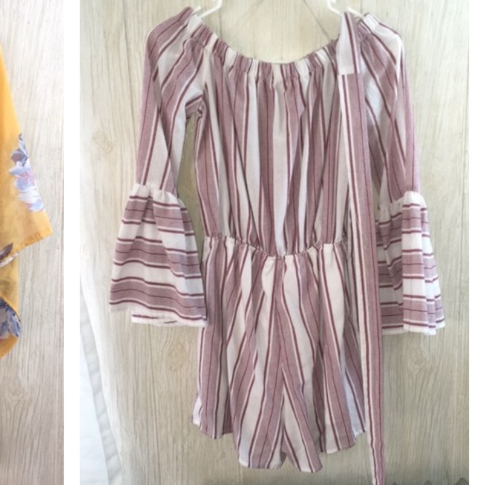 mauve striped romper
